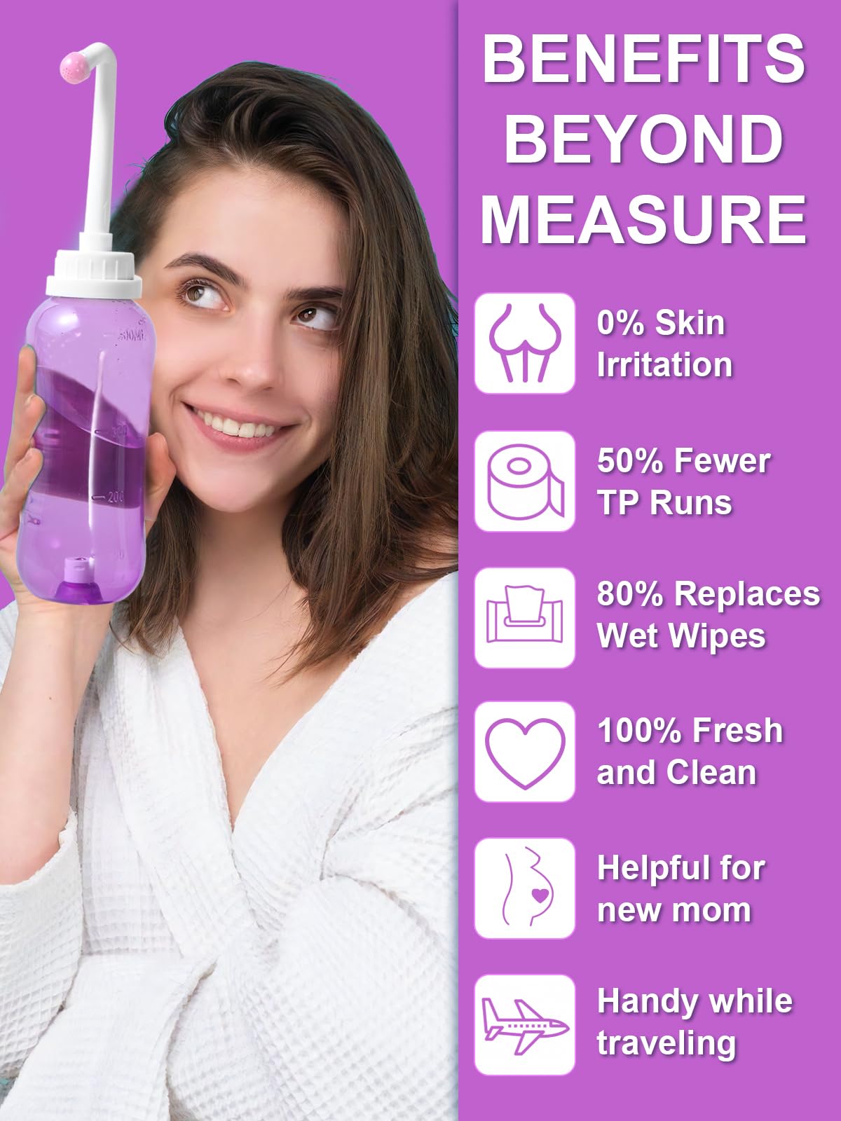 Vaginal & Po Dusche - 500ML Vaginaldusche mit 2 Düsen, Intimdusche, (Wochenbett)