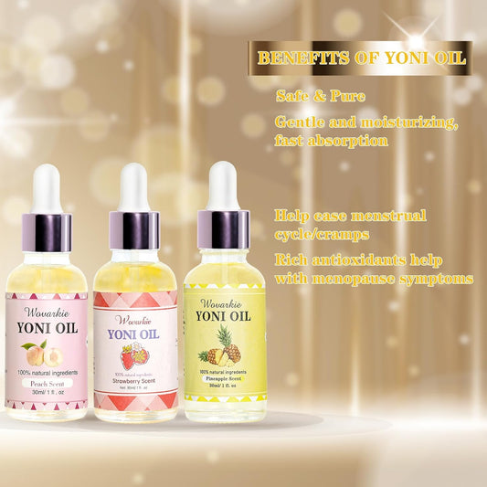 3PCS Yoni Oil for Women pH Balance, Feminine Deodorant Vaginal Moisturizer, Feminine Care All Natural Yoni Oil(Strawberry Peach Pineapple)
