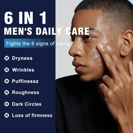 6-in-1 Face Cream for Men – Mens Anti Aging Face Cream w/Caffeine & Retinol to Firm, Hydrate & Refresh Skin, Quick-Absorbing Non-Greasy Formula