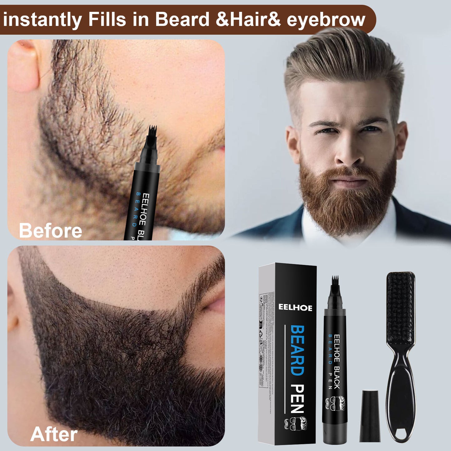 Bartfarbstift für Korrekturen- Beard Refill Pen Kit Men