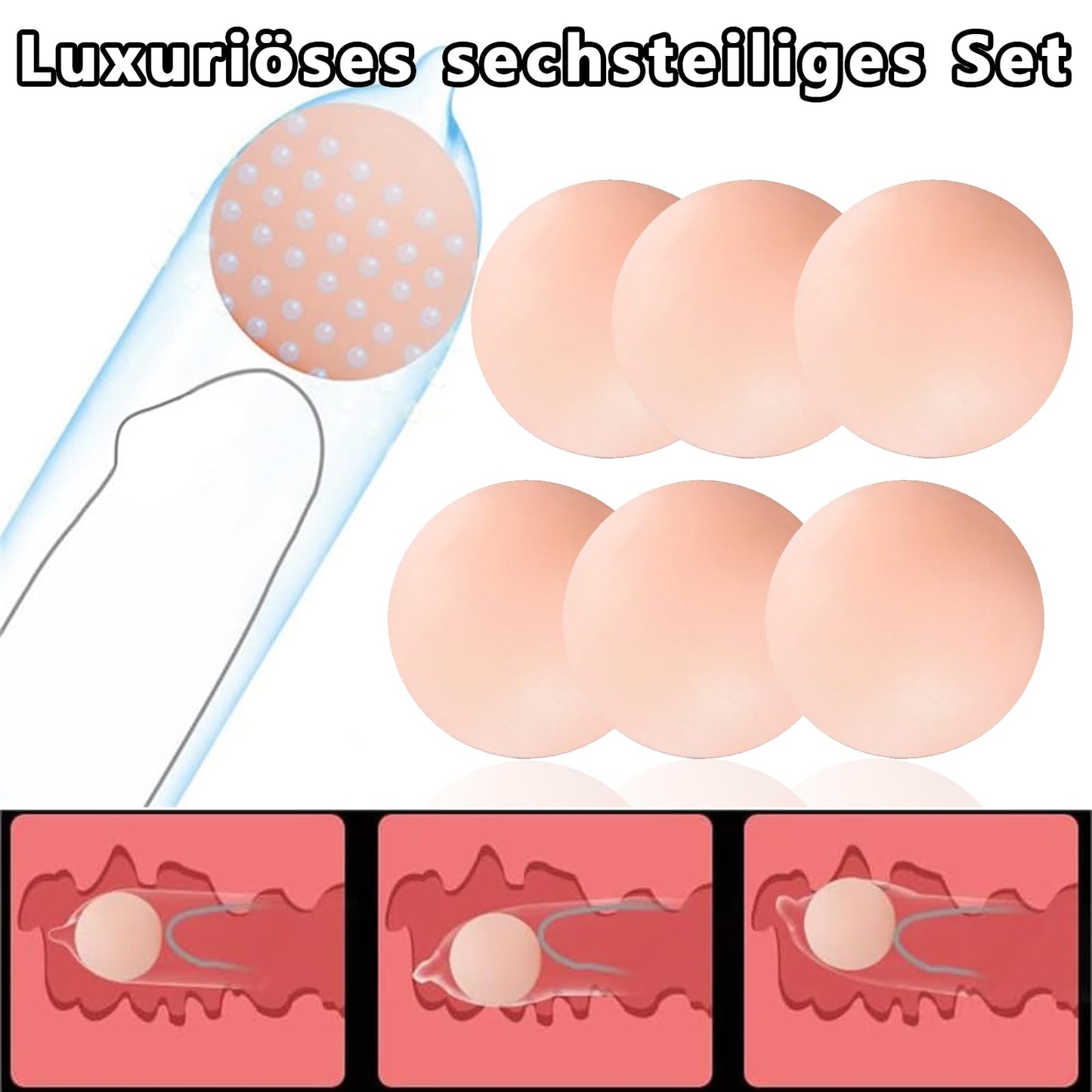 PenisBOOST- Puresex Penisverlängerung, Penisverlängerung Verlängerung bis 20cm Toys Men für Sex Penismanschette Verwendet für Länger Sex Durchhalten Männer Sleeves 6-Teiliges Set