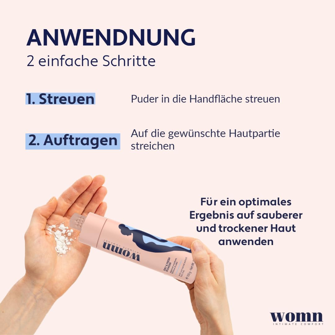 Talkumfreier Körperpuder für den Intimbereich-Damen ( auch Leiste und unter den Brüsten) – Absorbiert Schweiß und beugt Wundscheuern sowie Gerüchen vor