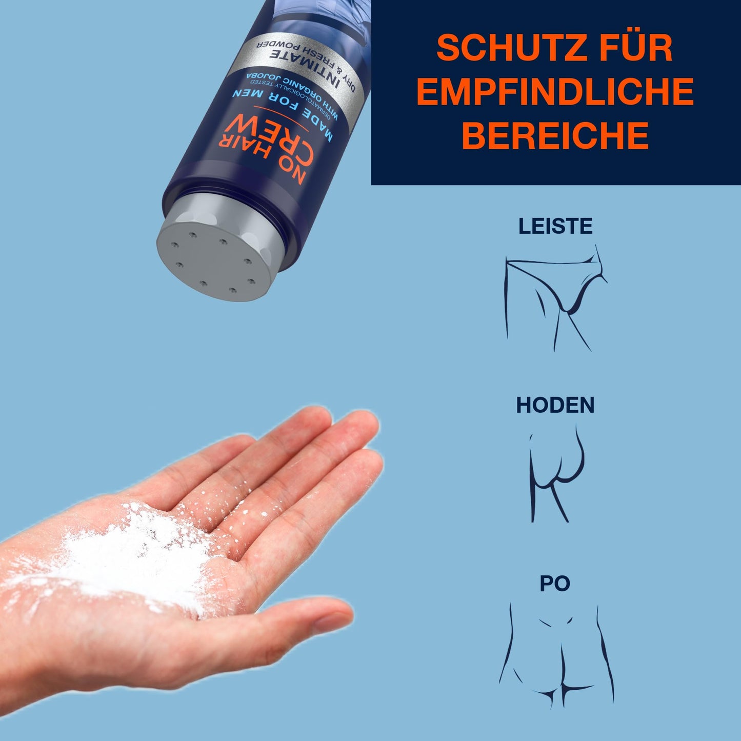 Dry & Fresh Intimpuder für Männer-Schweiß-STOP– Premium talkumfreier Körperpuder für den Intimbereich – für ein trockenes frisches Hautgefühl, für Männer, 100 g.