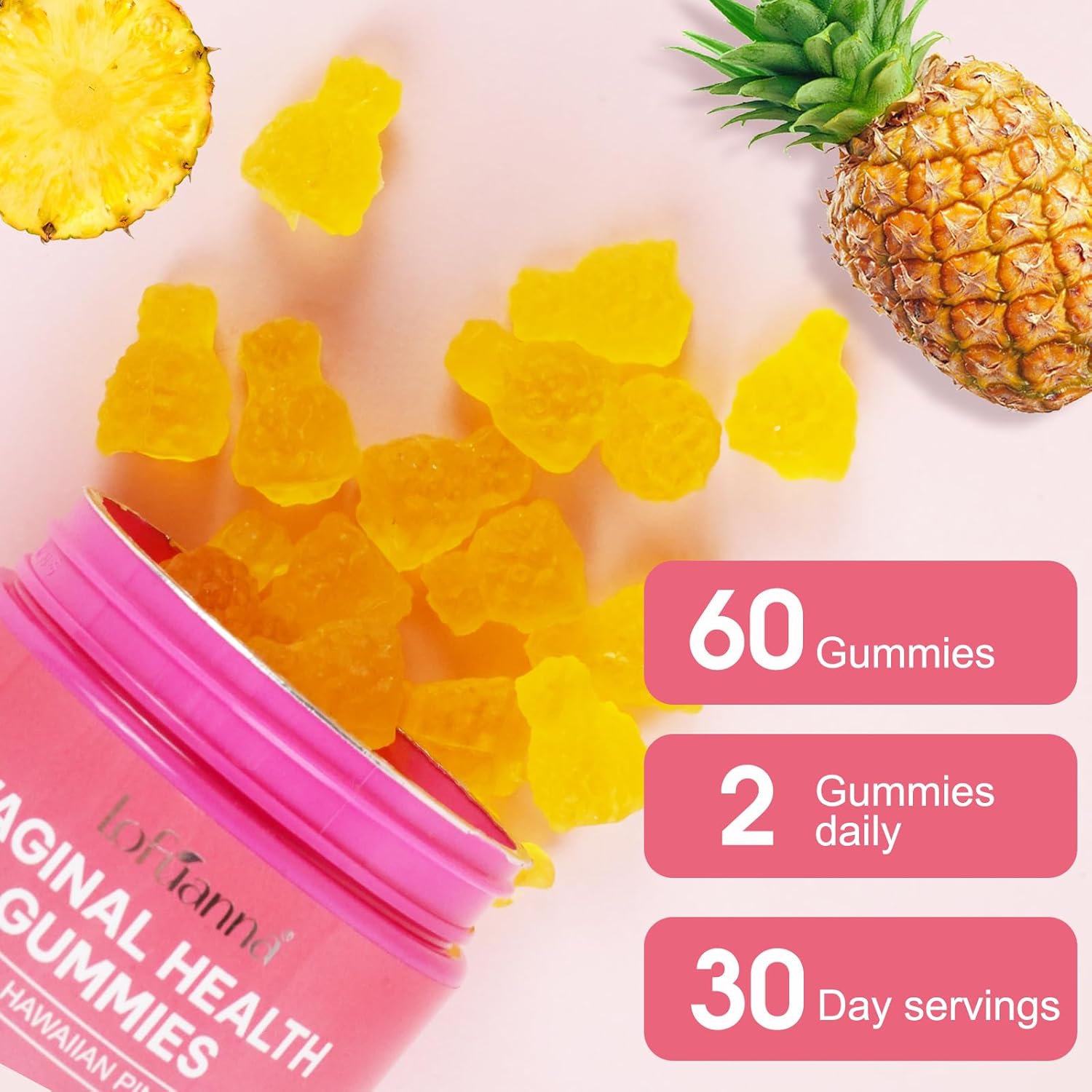 Premium Vaginale Probiotika Quelle Weibliche Gummies - Vaginal Health Supplement Weibliche Gummies für Frauen PH Balance, Immunstützung & Darmgesundheit, Ananas Geschmack Glutenfrei