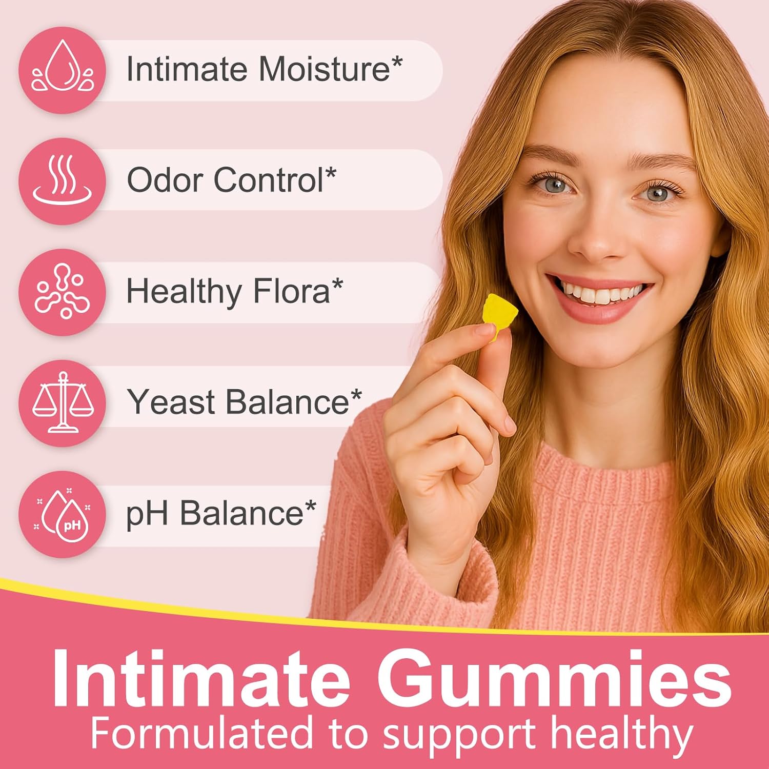 Premium Vaginale Probiotika Quelle Weibliche Gummies - Vaginal Health Supplement Weibliche Gummies für Frauen PH Balance, Immunstützung & Darmgesundheit, Ananas Geschmack Glutenfrei