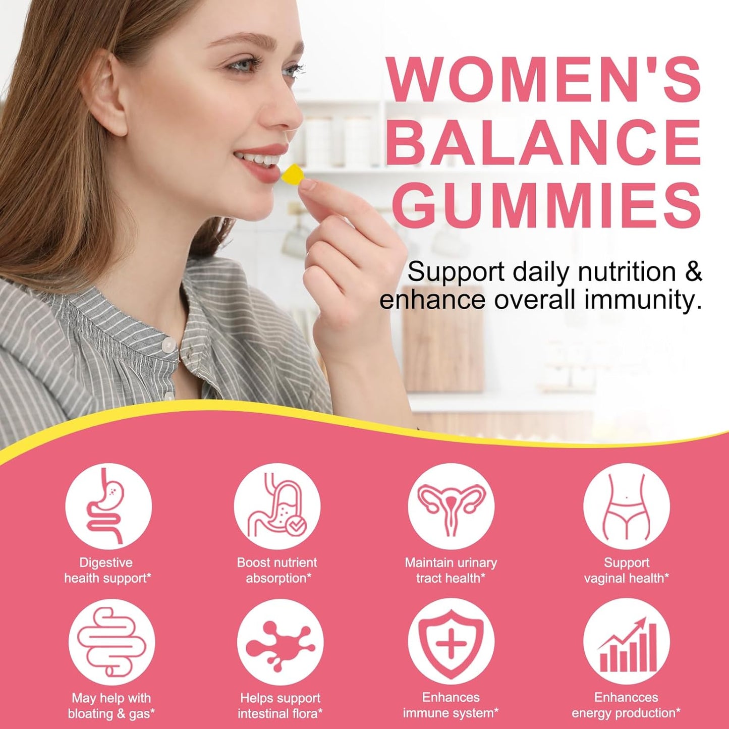 Premium Vaginale Probiotika Quelle Weibliche Gummies - Vaginal Health Supplement Weibliche Gummies für Frauen PH Balance, Immunstützung & Darmgesundheit, Ananas Geschmack Glutenfrei