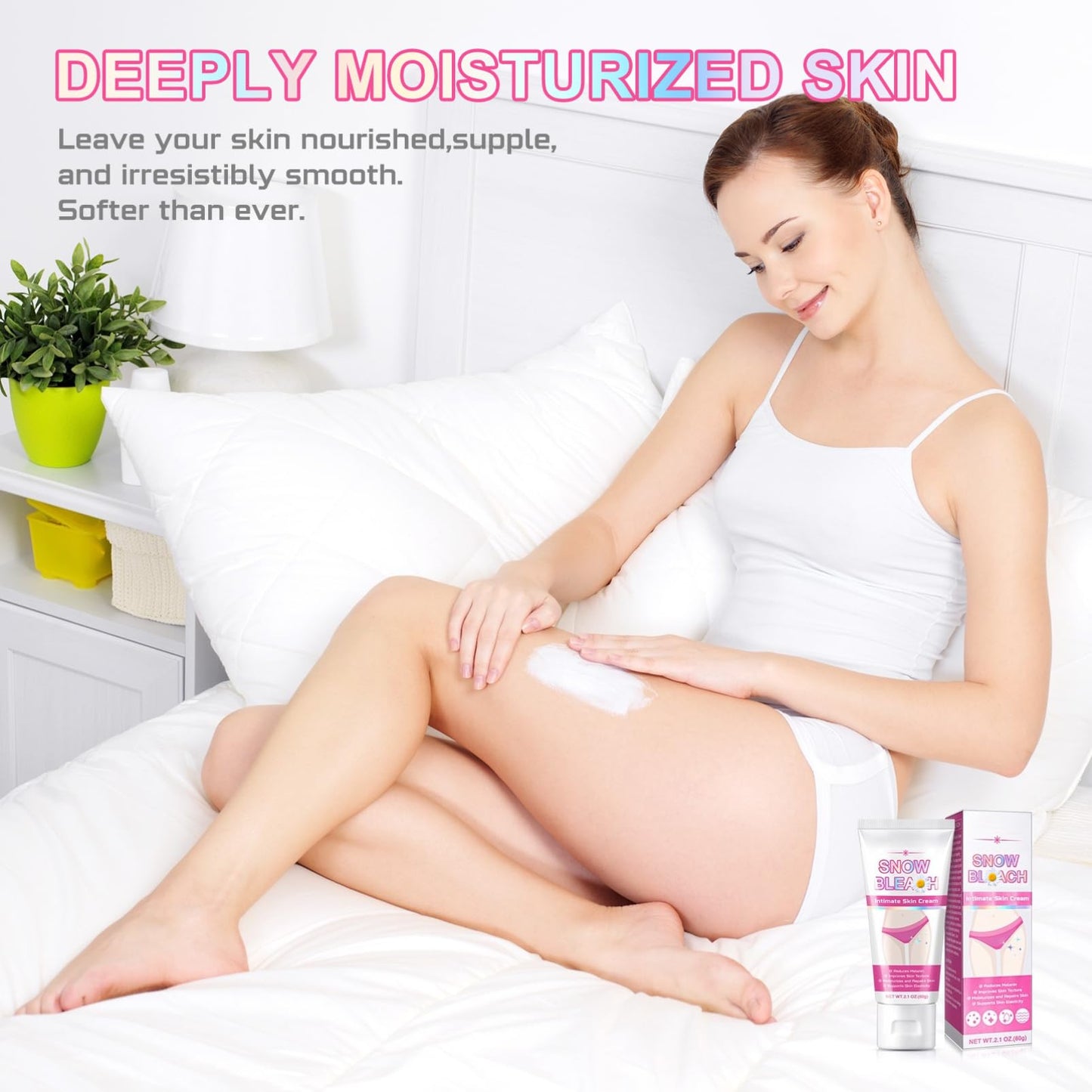 Intim Bleaching Creme - Whitening Cream - Bleichcreme Pigmentflecken Entferner - Aufhellungscreme Für Bikini Skin & Underarm - Snow Wh-i-te Cream mit Vitamin C, Centella Asiatica & Kamille