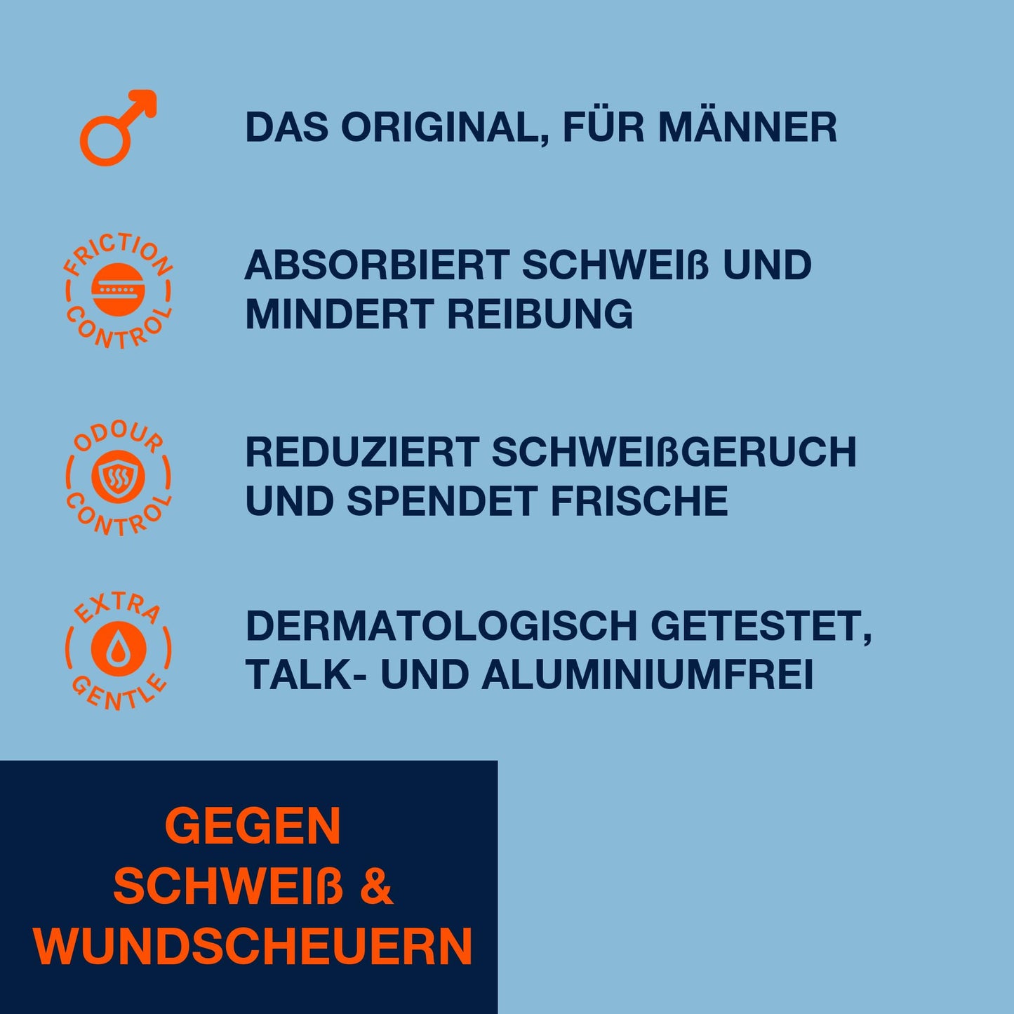 Dry & Fresh Intimpuder für Männer-Schweiß-STOP– Premium talkumfreier Körperpuder für den Intimbereich – für ein trockenes frisches Hautgefühl, für Männer, 100 g.