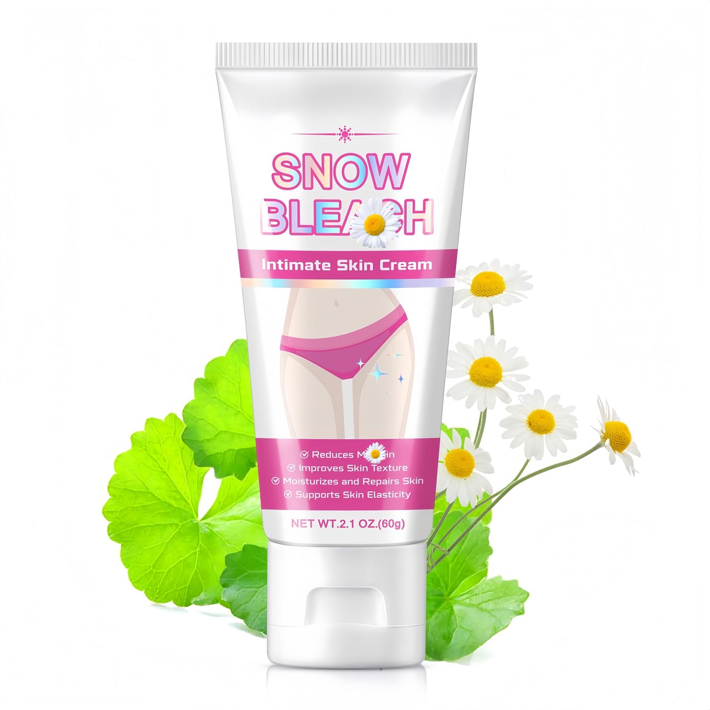 Intim Bleaching Creme - Whitening Cream - Bleichcreme Pigmentflecken Entferner - Aufhellungscreme Für Bikini Skin & Underarm - Snow Wh-i-te Cream mit Vitamin C, Centella Asiatica & Kamille
