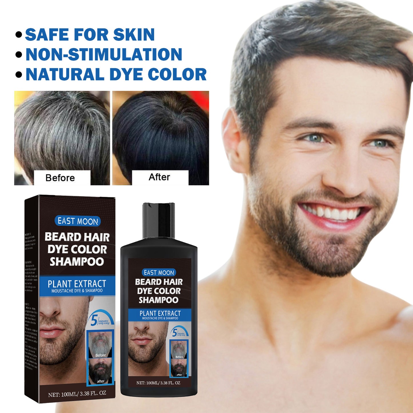 Barthaar-Color-Shampoo, Quick Color Black For Men